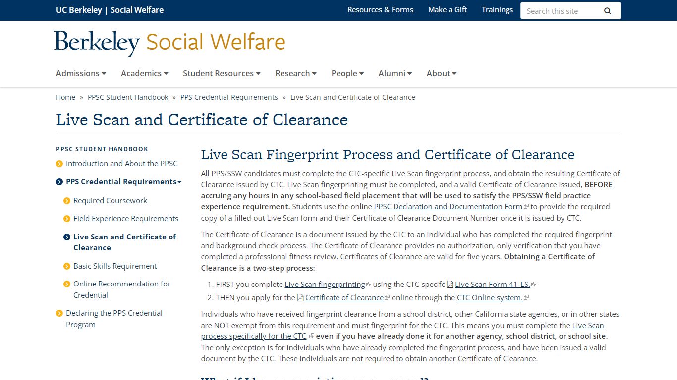 Live Scan and Certificate of Clearance | Berkeley Social Welfare